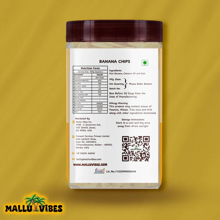 Back Side View of package design Freshly Made Kerala snacks for Banana chips, malayalam - Organic Kerala snacks nendran chips