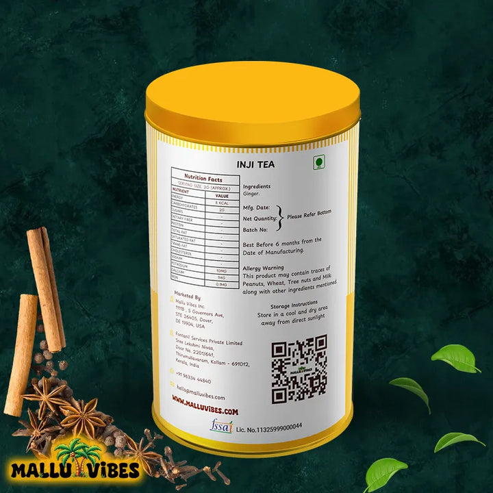 Back side view of ginger tea in package design, malayalam - inji tea