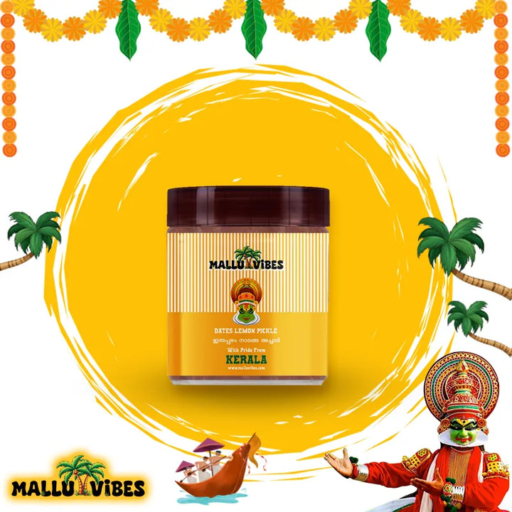 Front view of Homemade Fresh dates lemon pickle No Preservatives, malayalam - Homemade Kerala pickles ethapazham naranga achar