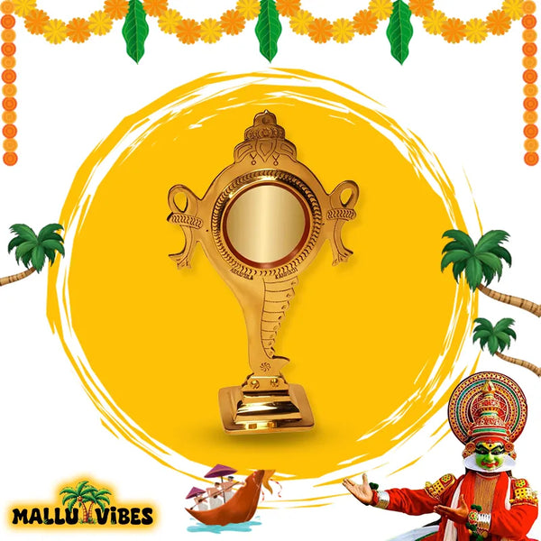 Front view of Unique Kerala handicrafts aranmula kannadi, english - Kerala arts and crafts aranmula mirror