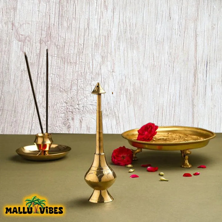 Traditional Kerala art brass holy water sprinkler, english -  Kerala arts and crafts brass holy water sprinkler