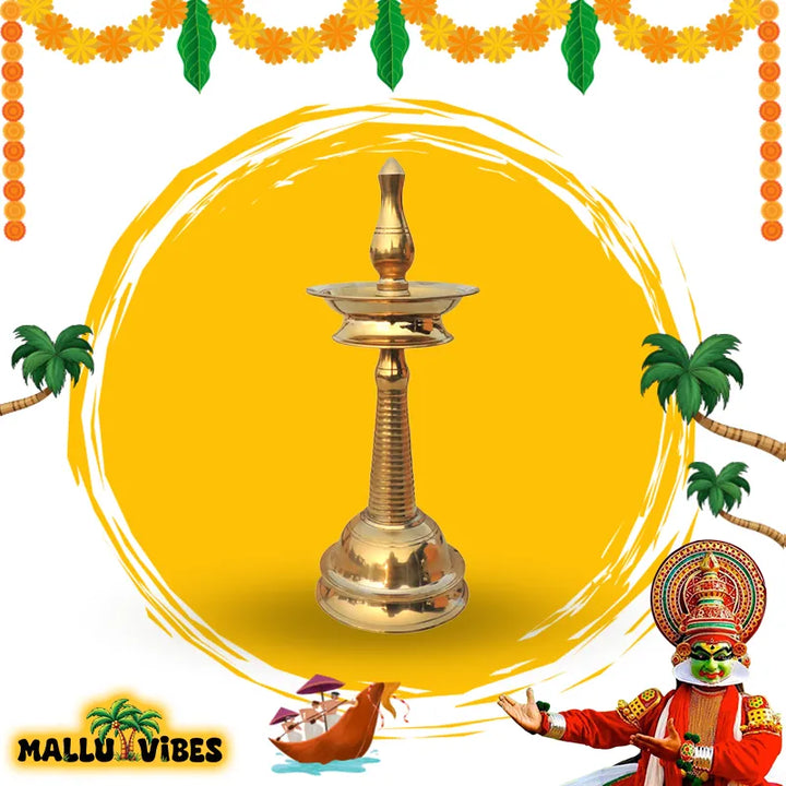Traditional Kerala art Brass vilakku used in ceremonies - Handicrafts of Kerala Brass oil lamp