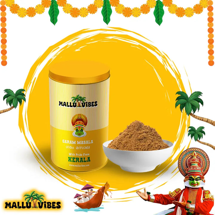 Front view of Homemade Kerala snacks garam masala, a blend of earthy spices, malayalam - Freshly Made Kerala snacks garam masala