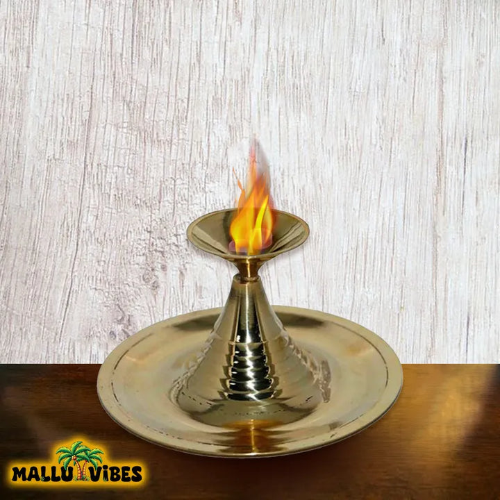 Traditional Kerala art karpoora thattu, english - Kerala arts and crafts brass holy water sprinkler