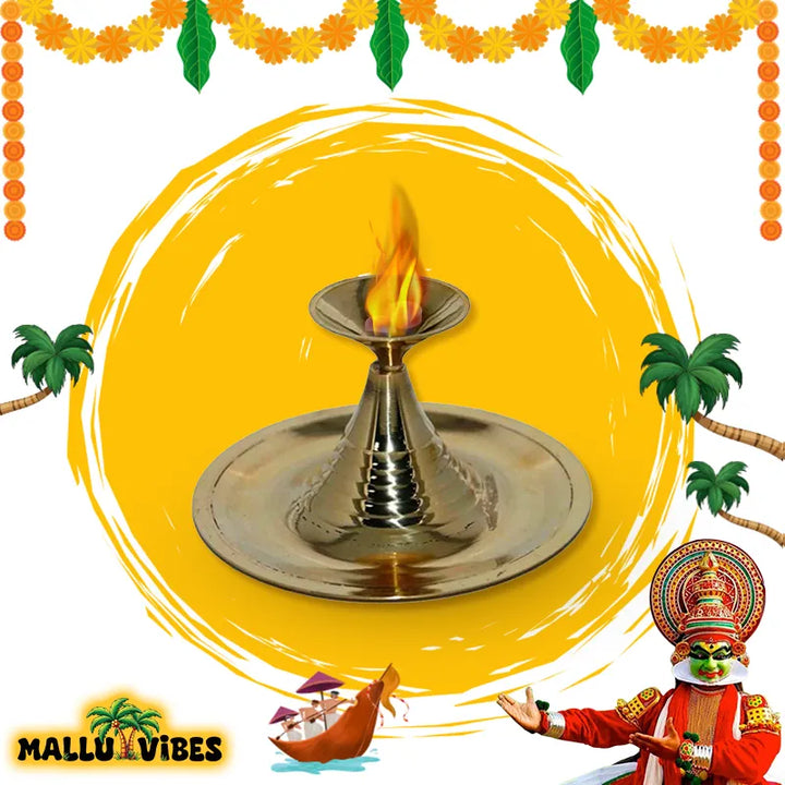 Traditional Kerala art karpoora thattu, english - Kerala arts and crafts brass holy water sprinkler