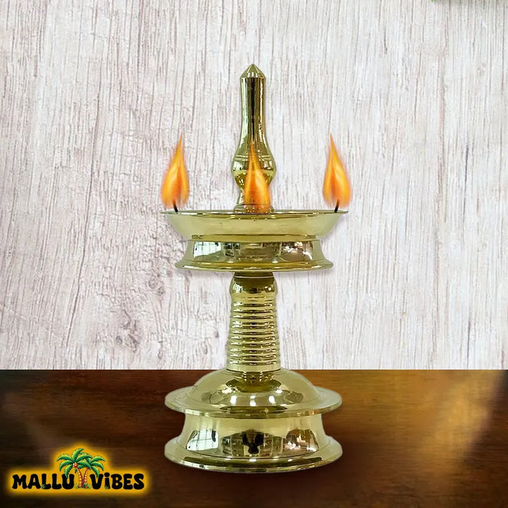 Traditional Kerala art brass oil lamp, malayalam - Handicrafts of Kerala lakshmi vilakku