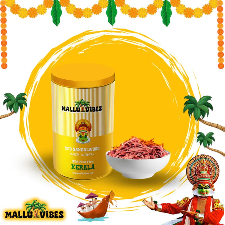 Authentic Kerala Red sandalwood powder, Its calming aroma and skincare benefits, malayalam - Organic Kerala Raktha chandanam