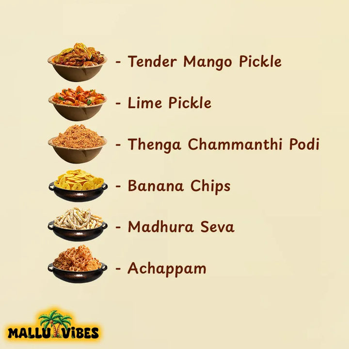 Mallu Vibes Best Kerala snacks online, Authentic Kerala snacks, Homemade Kerala pickles and Coconut chammanthi podi item lists