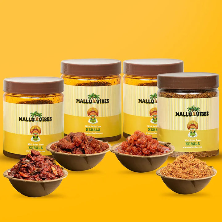 Mallu Vibes Homemade Fresh Kerala pickles and Chammanthi podi for Budget Non-Veg Combo