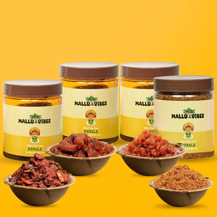 Mallu Vibes Homemade Kerala pickles and Chammanthi podi for Non-Veg Combo items