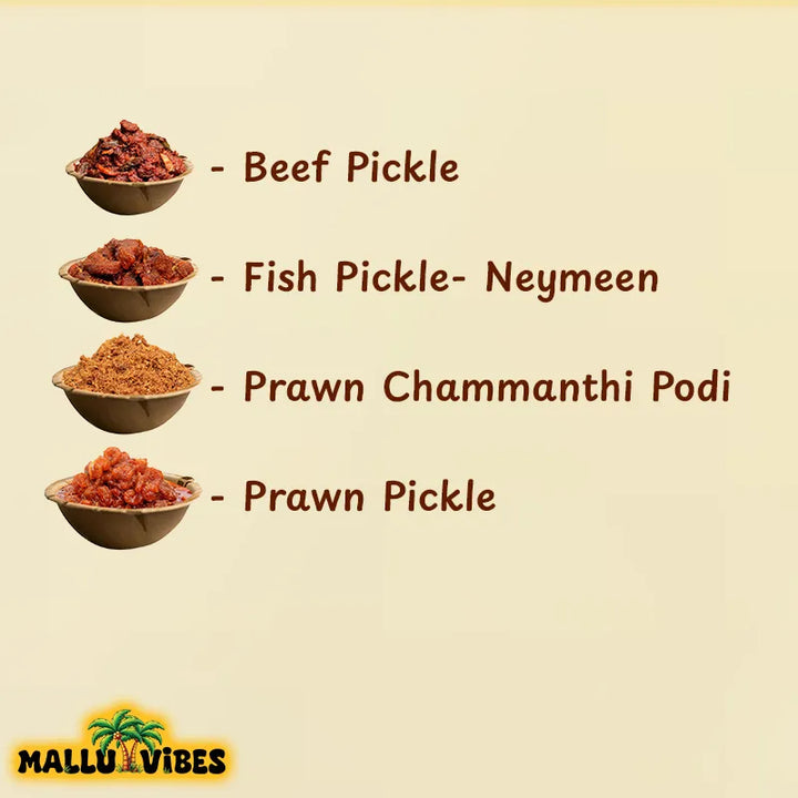 Mallu Vibes Homemade Kerala pickles with Chammanthi podi item lists