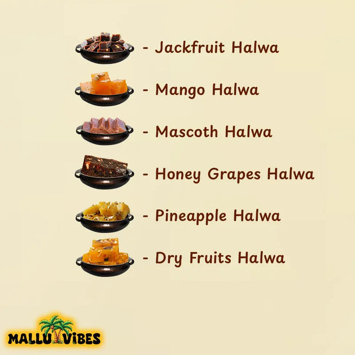 Mallu Vibes Kerala Halwa Traditional Kerala food for Halwa Combo Freshly Made Kerala snacks and No Preservatives, Item lists