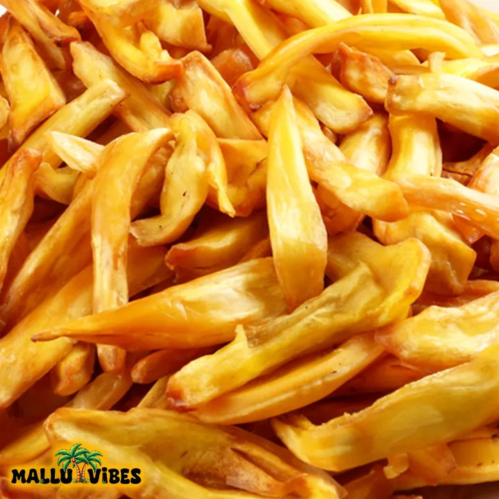Top View of crispy Mallu Vibes Traditional Kerala food Jackfruit chips in a bowl, malayalam - Best Kerala snacks online chakka upperi