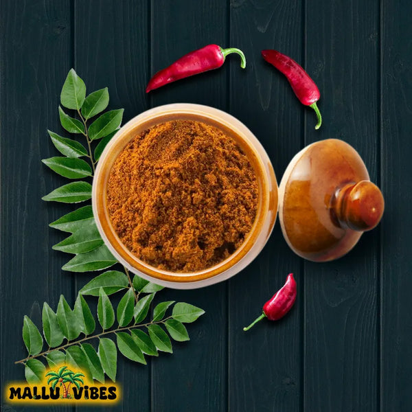 Top view of Mallu Vibes Homemade Fresh Prawn chammanthi podi with a savory and spicy taste, malayalam - unakka Chemmeen Chammanthi podi