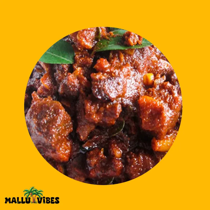 Top view of Mallu Vibes Kerala pickles with Homemade Kerala pickles, No Preservatives and beef pickle, malayalam - Homemade Fresh Beef Pickles erachi achar