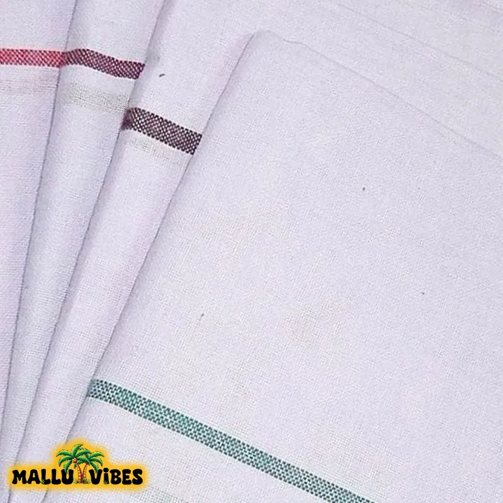 Top view of kerala thorthu with detail view, english - kerala towel