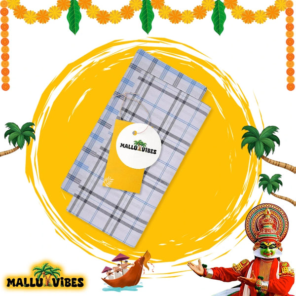 Top view of kerala lungi on traditional background, malayalam - mens kailee