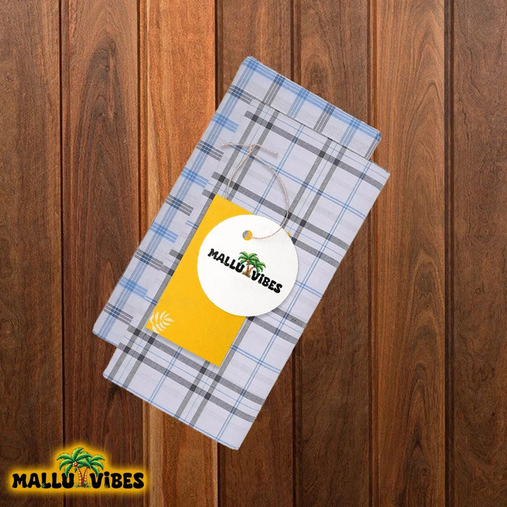 Top view of kerala lungi with tag, malayalam - mens kailee