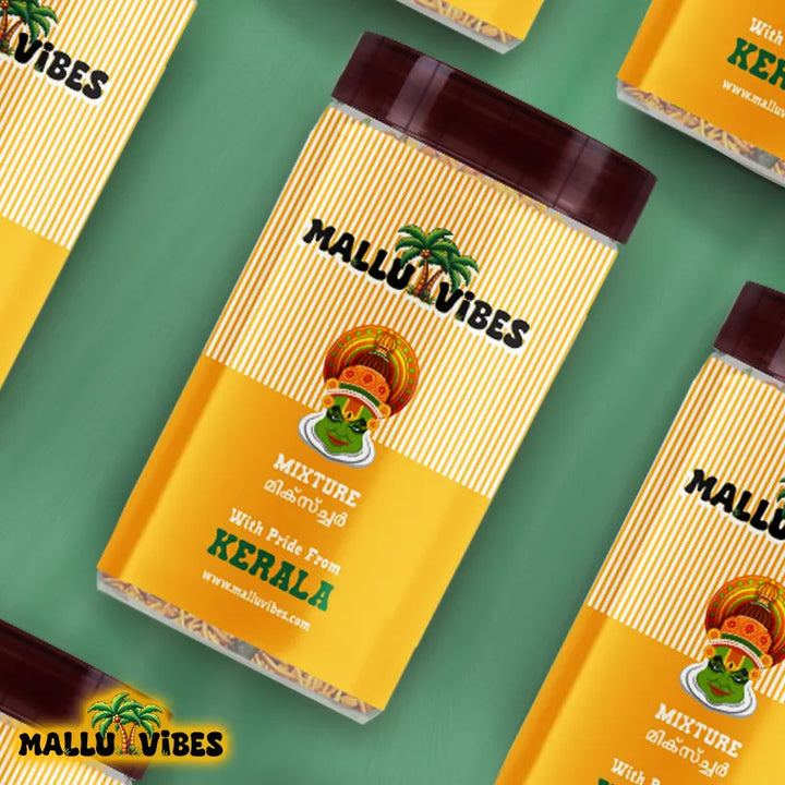 Top view of package designs crunchy mixture in a Mallu Vibes Organic Kerala snacks, malayalam - Kerala snacks chivada