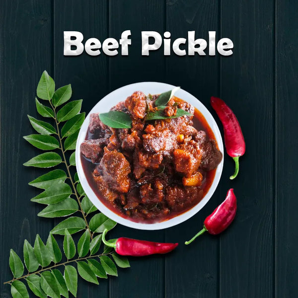 Top view of spicy and flavorful Mallu Vibes Kerala pickles with Homemade Kerala pickles, No Preservatives and beef pickle, malayalam - Homemade Fresh Beef Pickles erachi achar