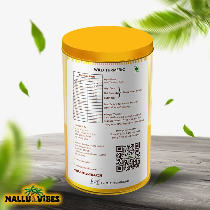 Authentic Kerala kasthuri manjal root with a vibrant yellow color and earthy scent, english - Natural Kerala wild turmeric