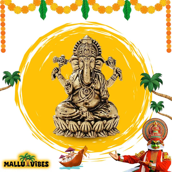 mallu vibes brass ganapathy statue in traditional background