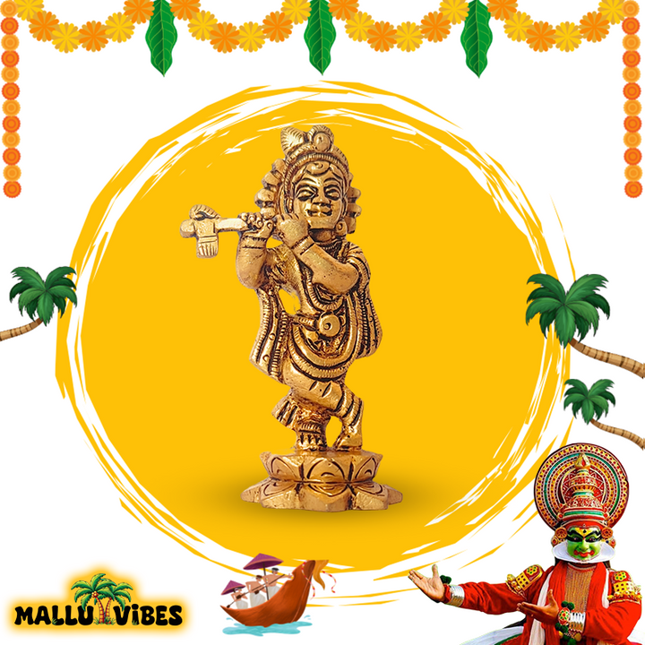 Handicrafts of Kerala Brass krishna statue and Free Shipping Worldwide